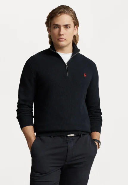 Ralph Lauren Men Fleece mock zipper (Black)